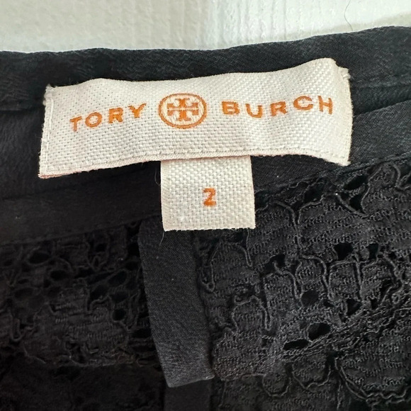 TORY BURCH Size 2 BLACK Everett Lace Pencil Skirt Silk Lining Mini Scalloped Hem - Picture 5 of 13